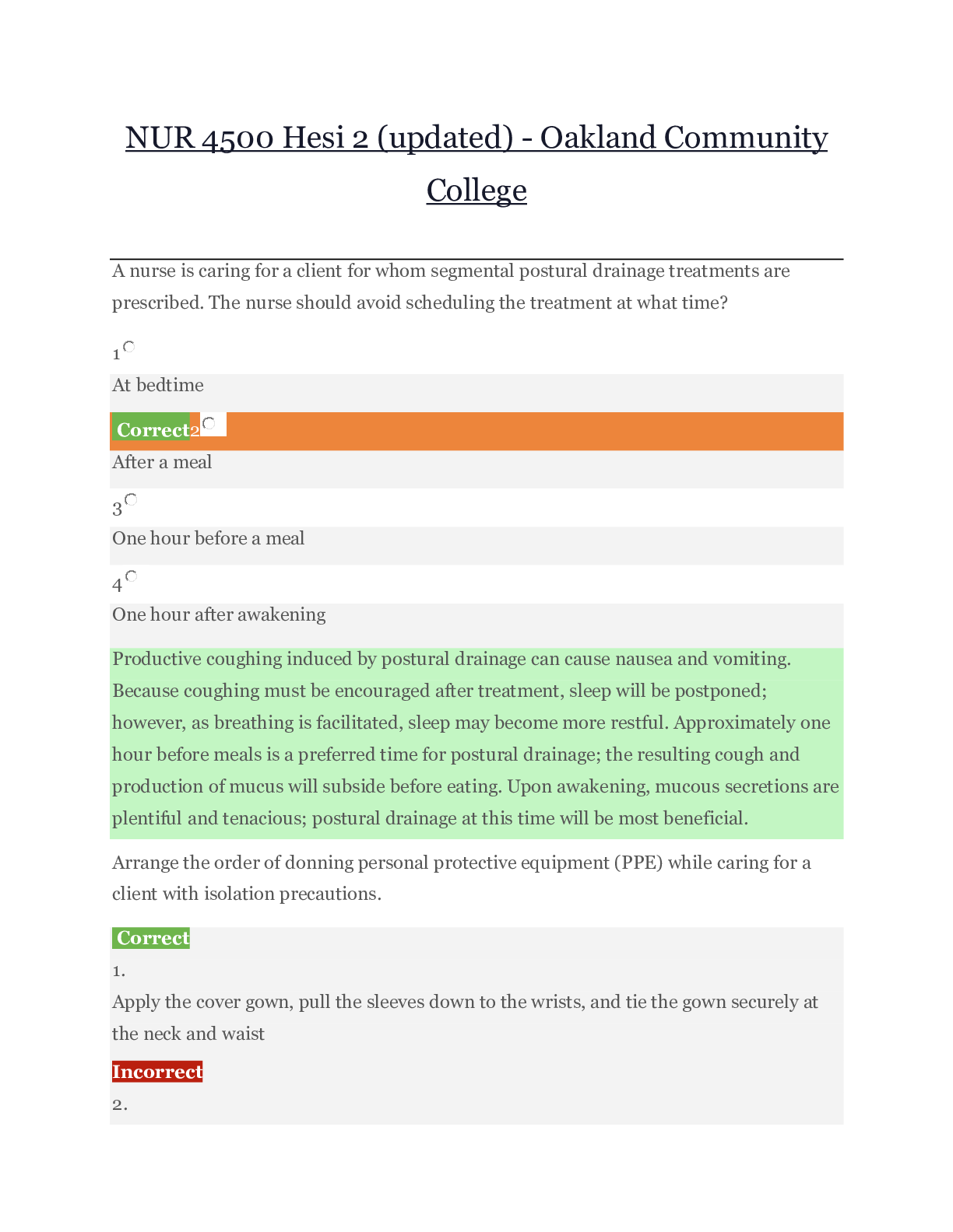 Preview of NUR 4500 Hesi 2 (updated) - Oakland Community College | NUR4500 Hesi 2 (updated)
